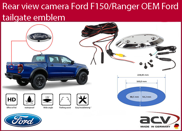 Rear view camera Ford F150/Ranger OEM Ford tailgate emblem